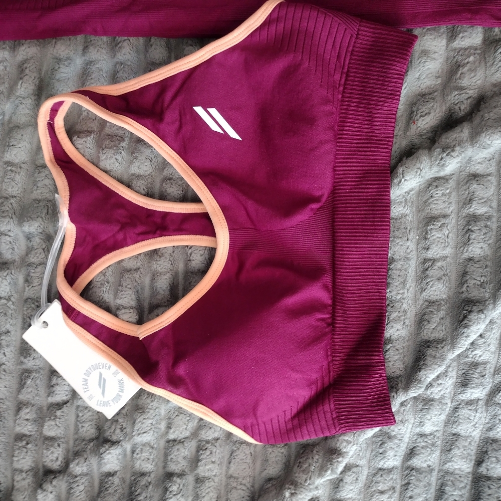 Ryderwear Burgundy and Peach Crop Top